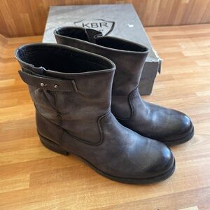 KBR Black Italian Leather Moto Boots. Vero Cucio size 39